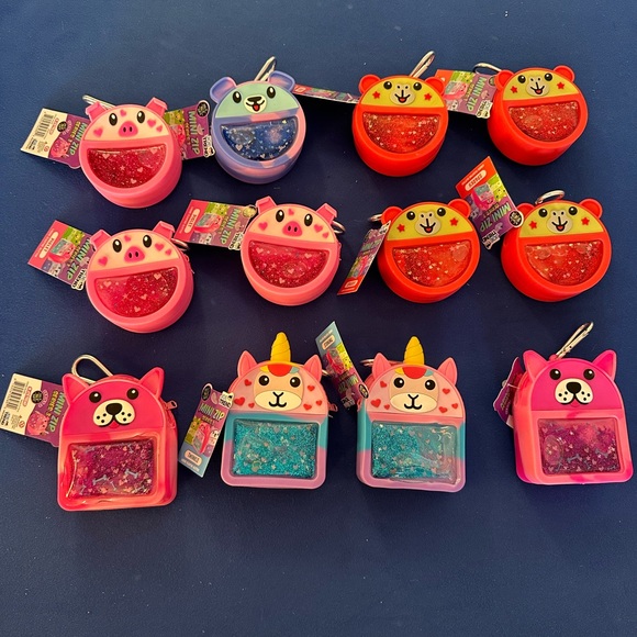 12pc Joe Trend Mini Zip Liquid Floating Glitter Zipper purse w backpack clips - Picture 1 of 12